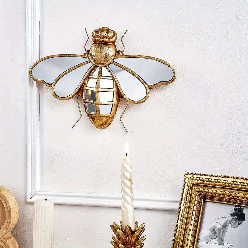 Abeille Dorée avec effet miroir – Élément déco haut de gamme pour un intérieur élégant