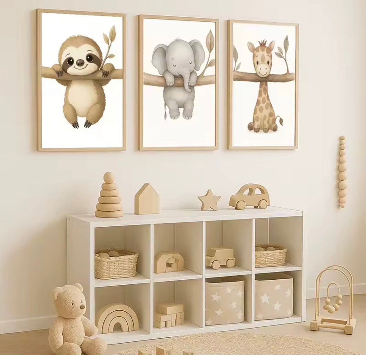 Trio d’Affiches Enfant – Douce Jungle Illustrée