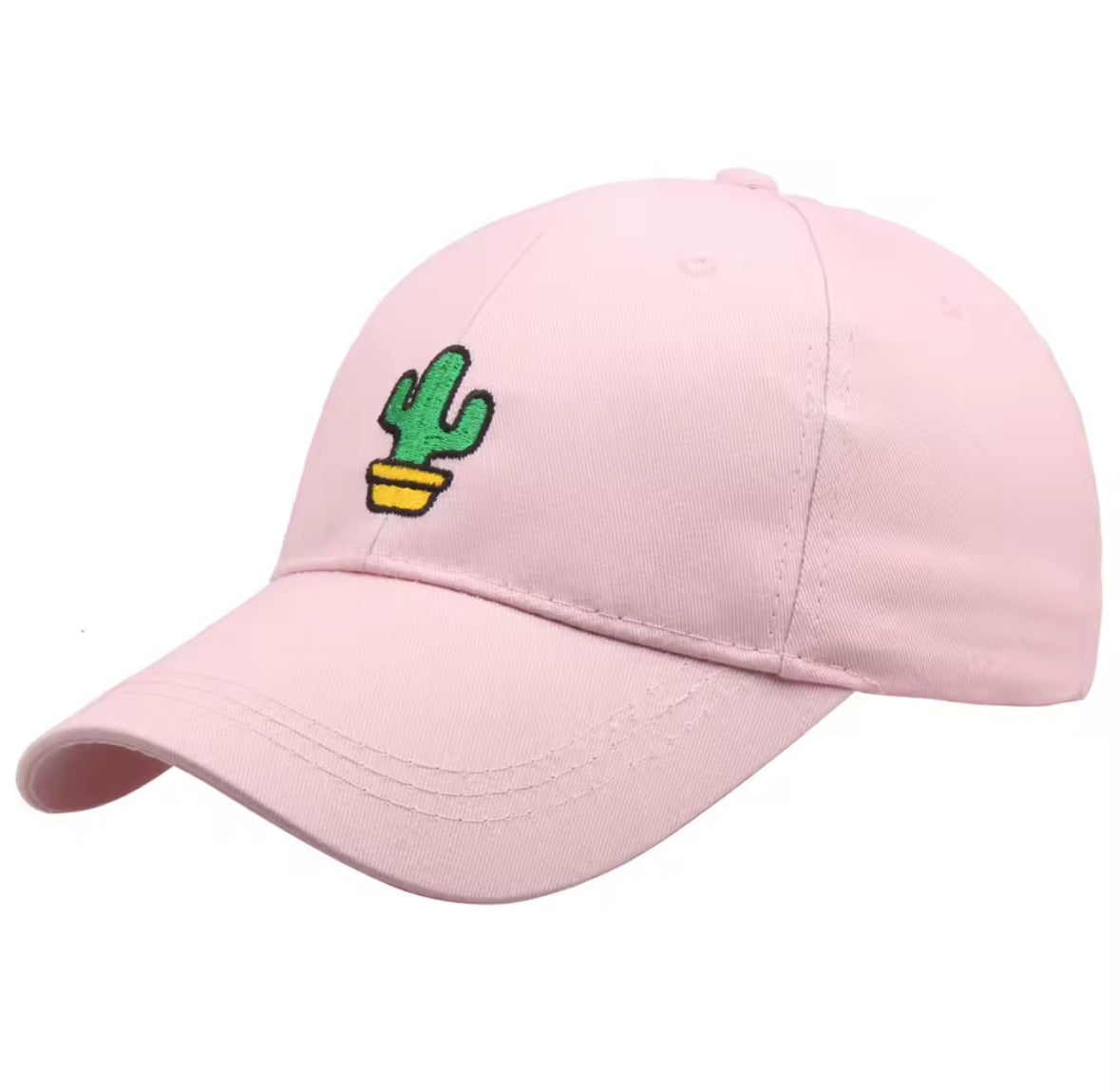 Casquette cactus rose brodée – casquette mode pastel pour femme tendance plage