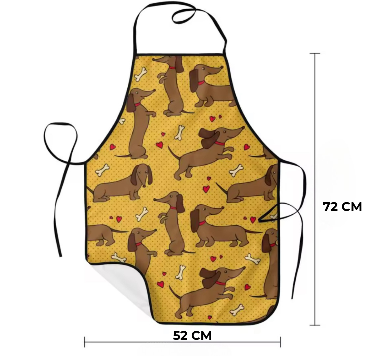 Tablier de cuisine réglable avec imprimé teckel jaune pour femme et homme