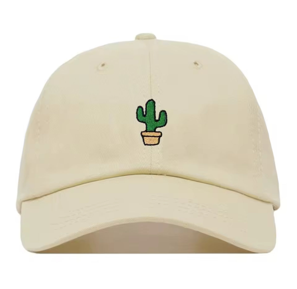 Casquette cactus beige brodée vue de face – accessoire été mixte style minimaliste