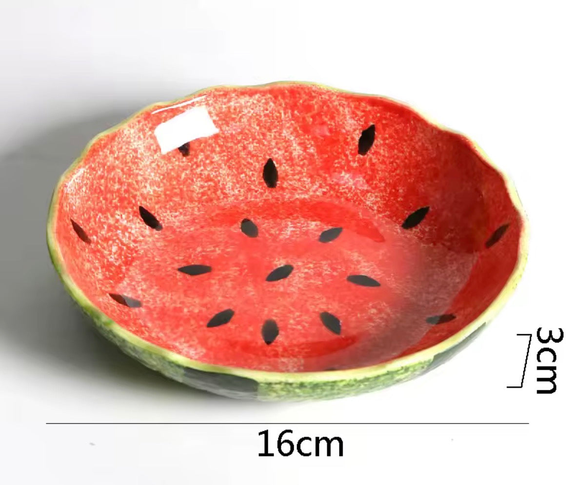 Assiette pastèque décorative, vaisselle fruit design pour table colorée et estivale