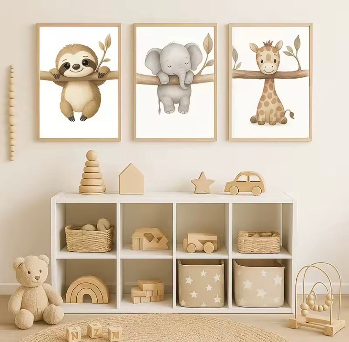 Trio d’Affiches Enfant – Douce Jungle Illustrée