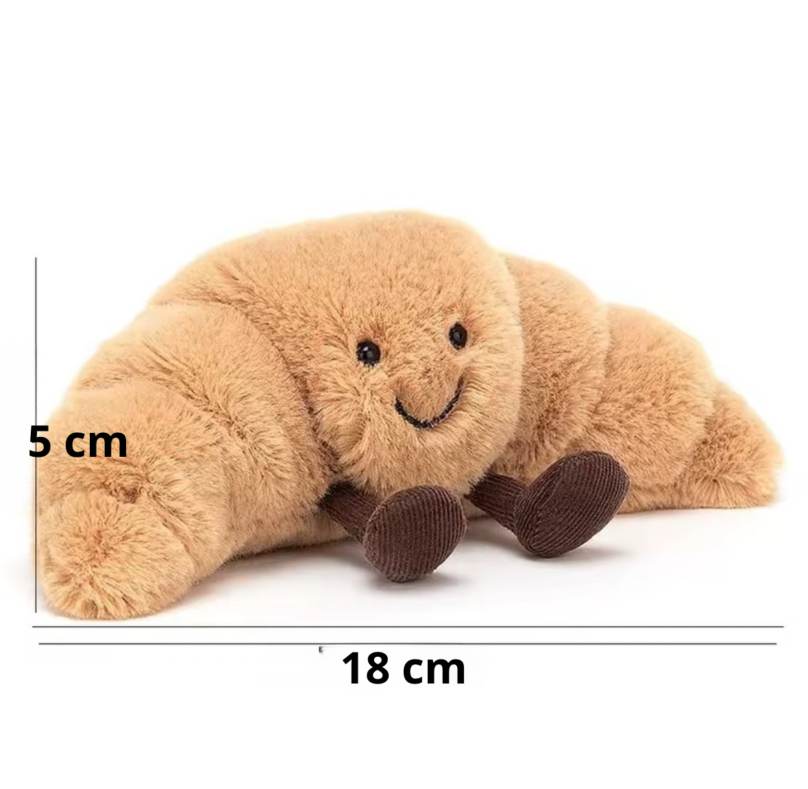 Peluche croissant kawaii douce et moelleuse avec sourire