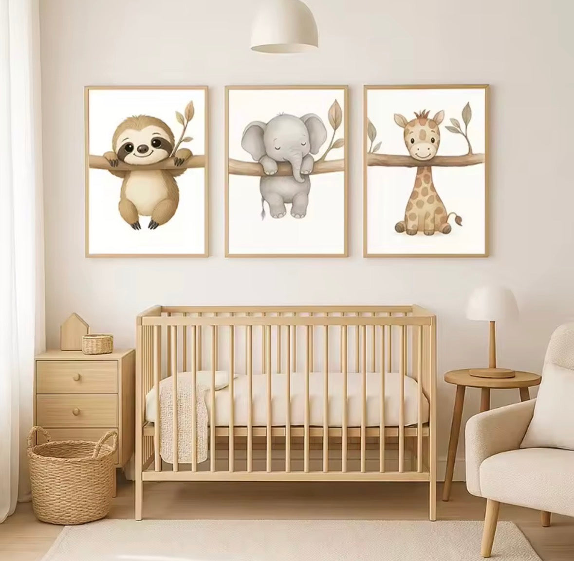 Trio d’Affiches Enfant – Douce Jungle Illustrée