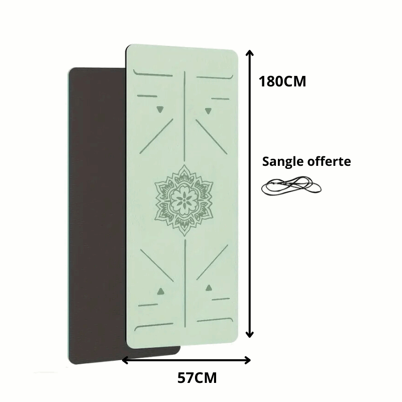 Tapis de yoga vert avec marqueurs de position – Antidérapant et écoresponsable