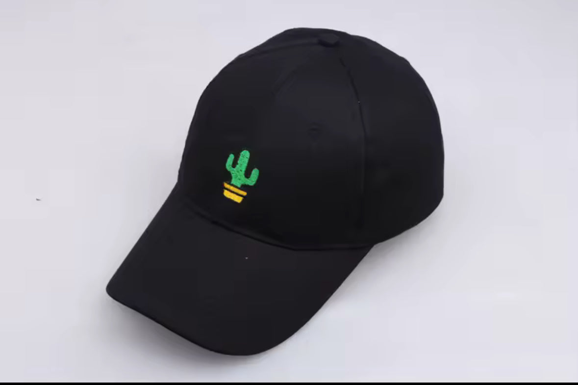 Casquette noire unisexe avec cactus – look décontracté et minimaliste