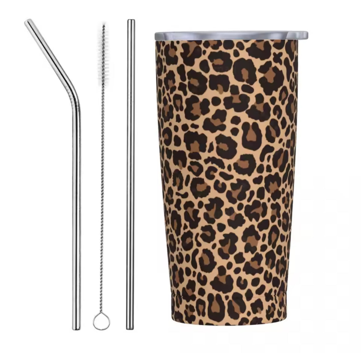 Thermos Léopard foncé élégant – mug inox réutilisable pour café ou thé chaud