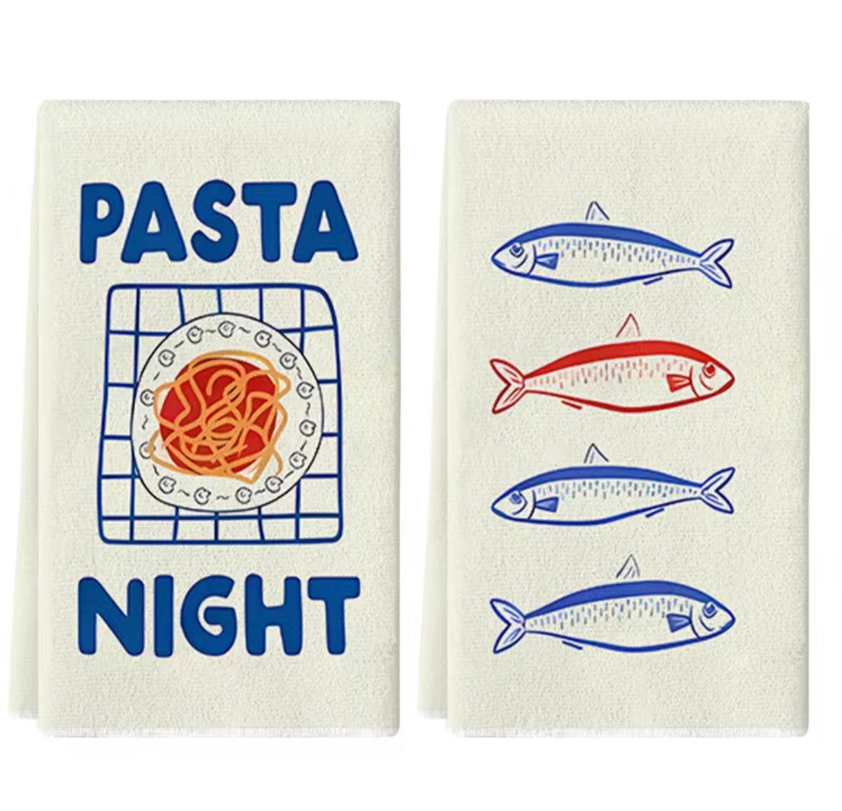 Lot de 2 torchons de cuisine Pasta & Sardines