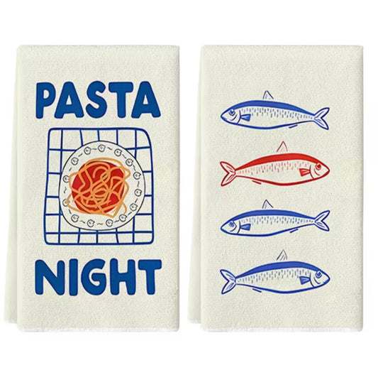 Lot de 2 torchons de cuisine Pasta & Sardines