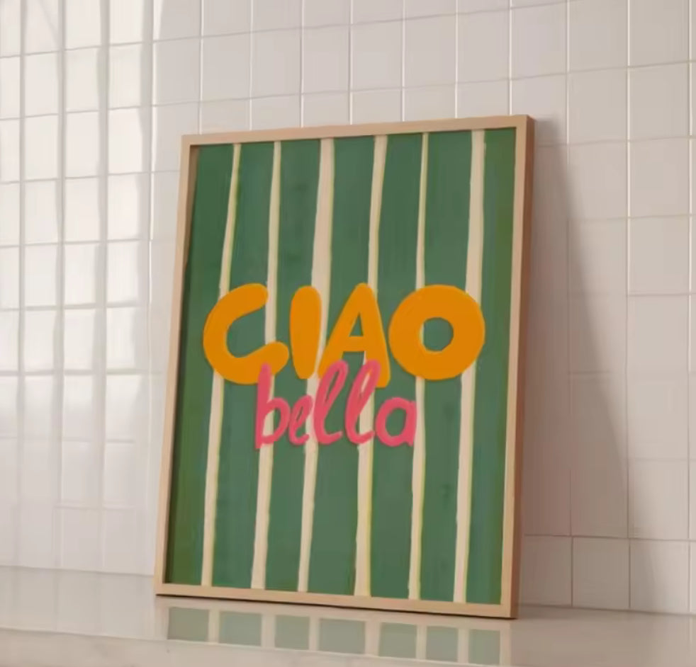Affiche rétro italienne Ciao Bella – Déco cuisine ou salon style méditerranéen