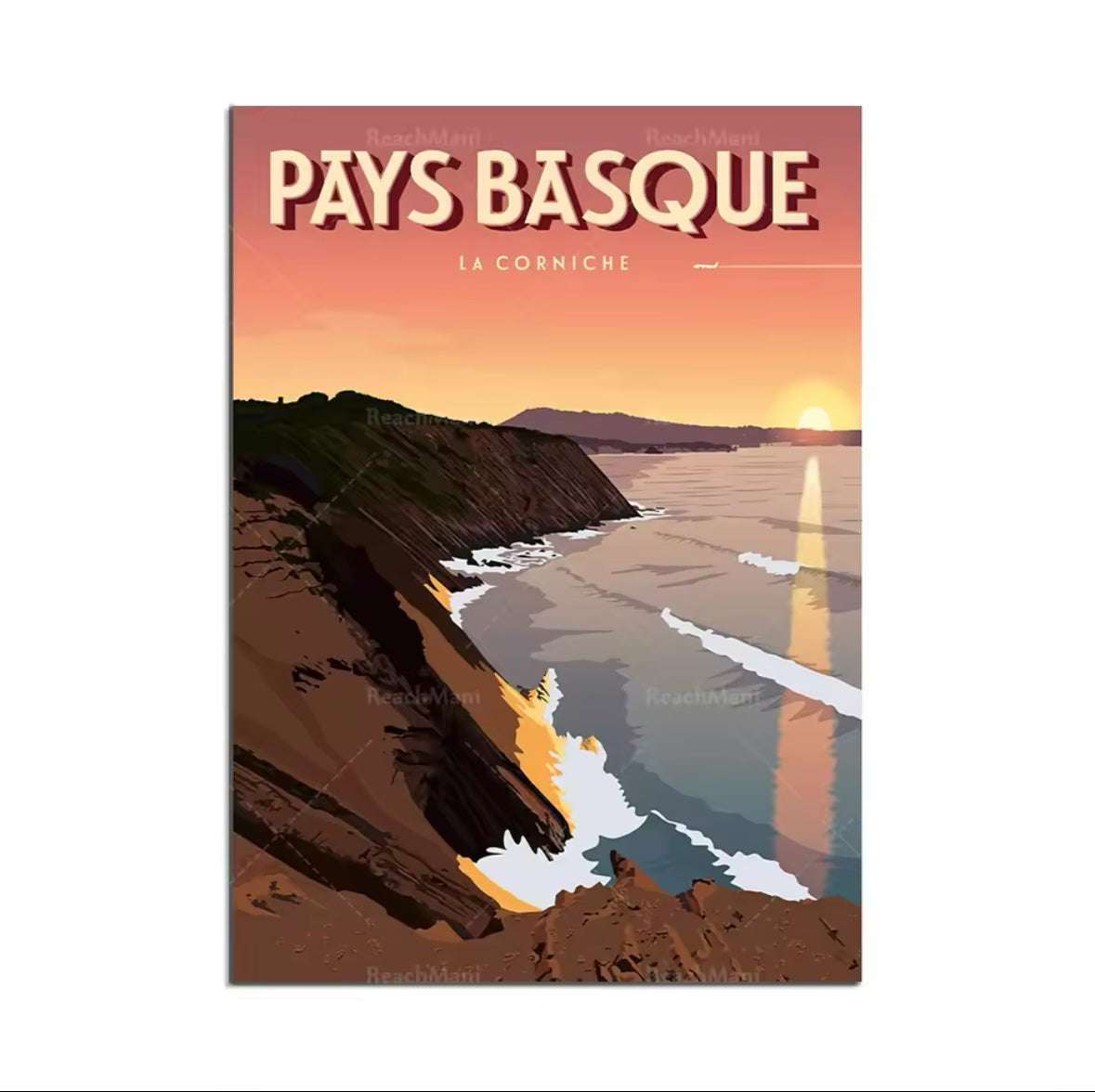 Affiche Côte Basque & Landes – Paysages océaniques et esprit surf