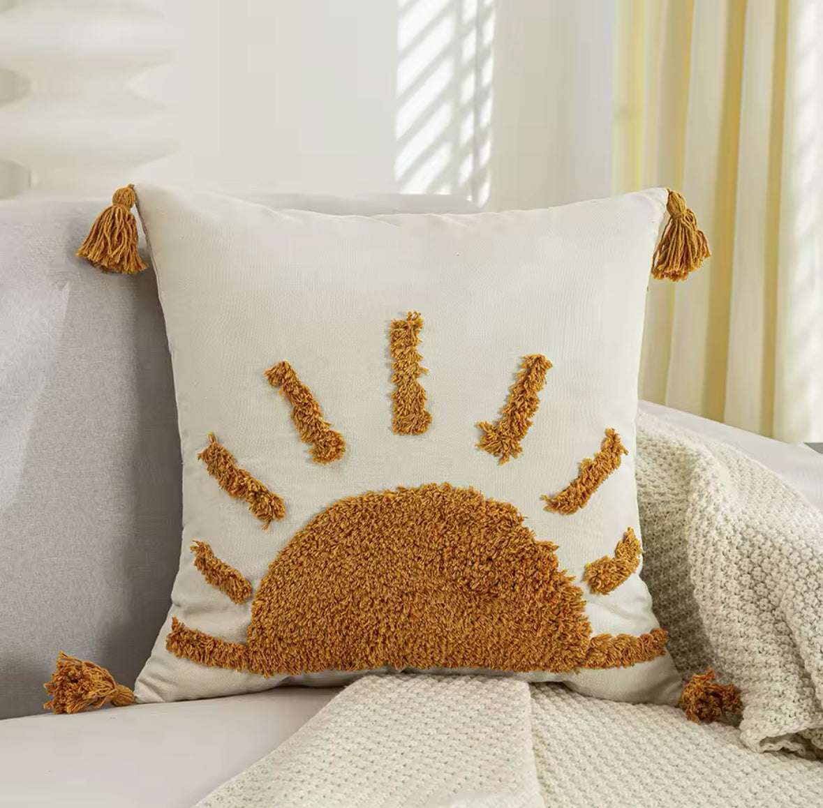 Coussin tufté style bohème – Idéal pour une décoration chic et authentique de Coussin Soleil Tufté