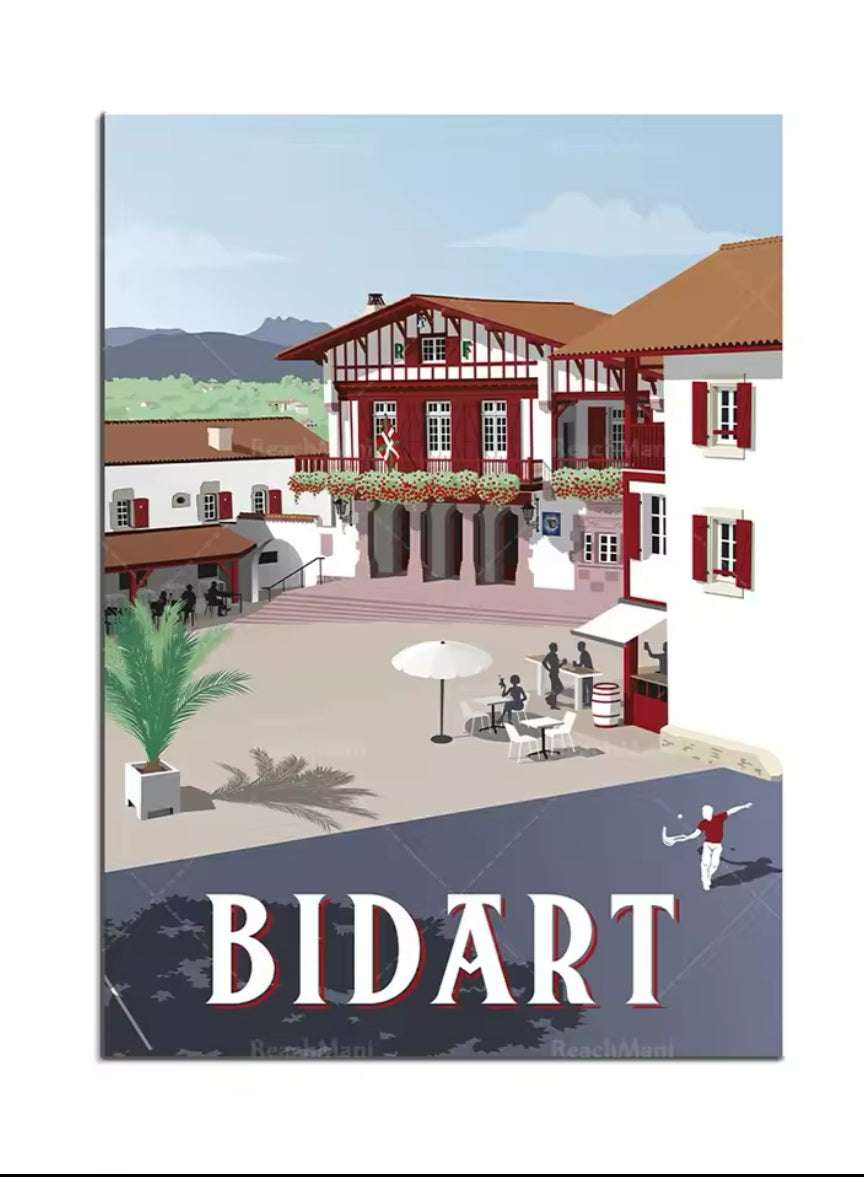 Affiche Bidart – Spot de surf familial avec vue imprenable sur les Pyrénées