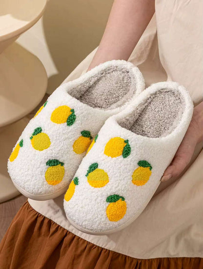 Pantoufles Chaussons Citron en coton doux – Doublure ultra-moelleuse et semelle résistante pour un confort absolu et une adhérence optimale sur tous les sols. Citron
