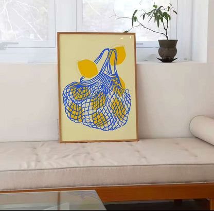 Affiche décorative Citrons et typographie – Poster tendance pour une ambiance estivale