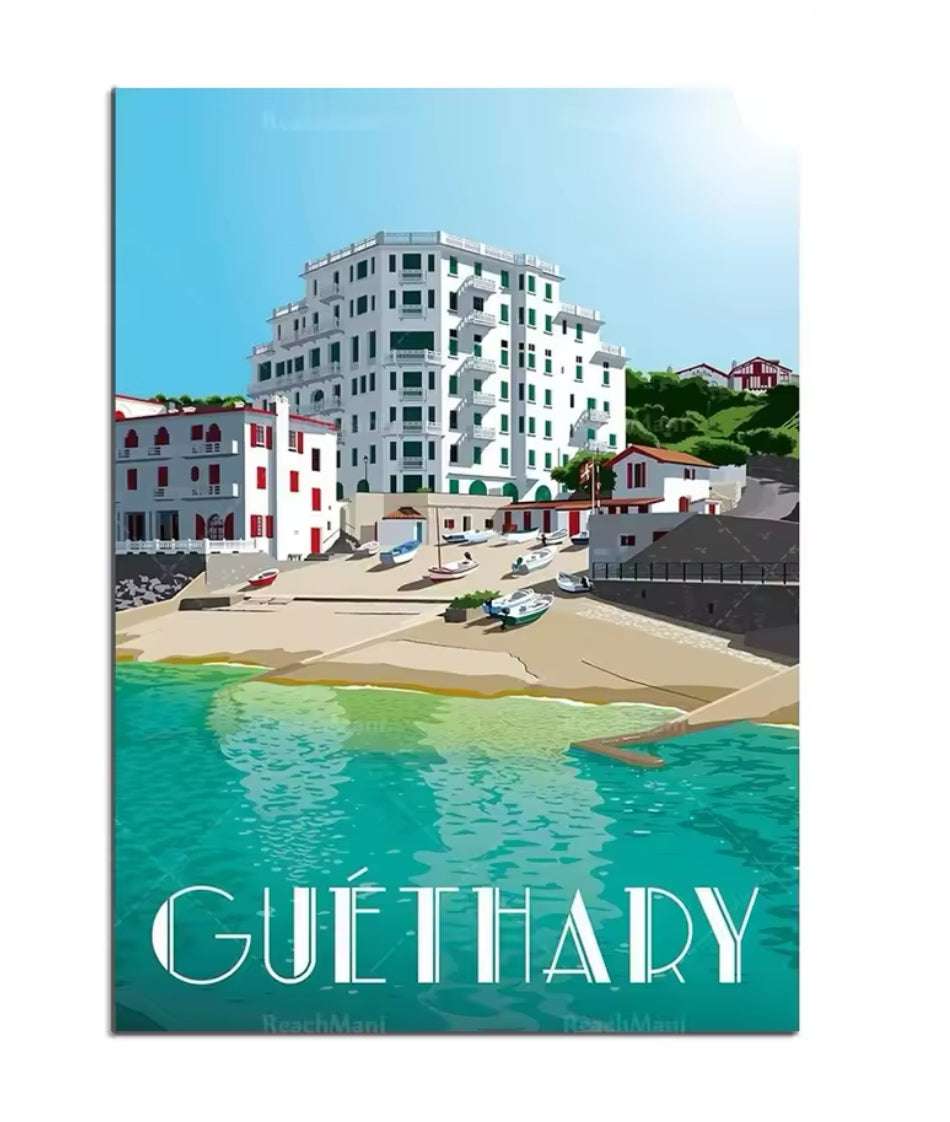 Affiche Guéthary – Petit village basque authentique face aux vagues de l’Atlantique