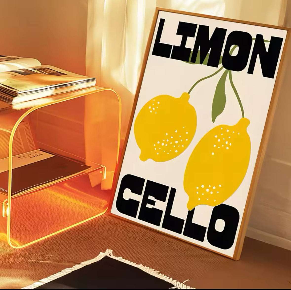 Affiche Limoncello – Illustration décorative aux teintes jaune et orange pour une touche estivale Affiches Citron