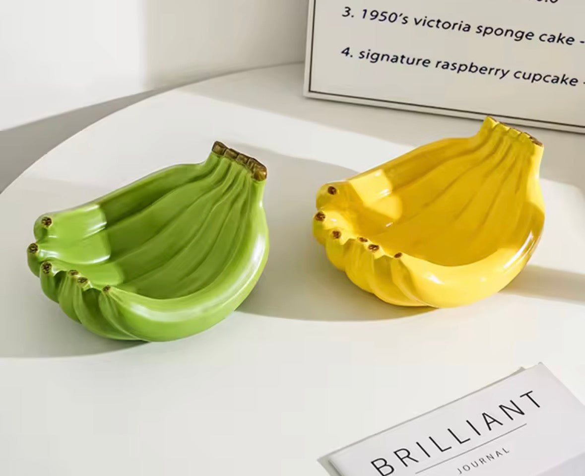 Objet déco pop art coupe banane jaune pour table contemporaine