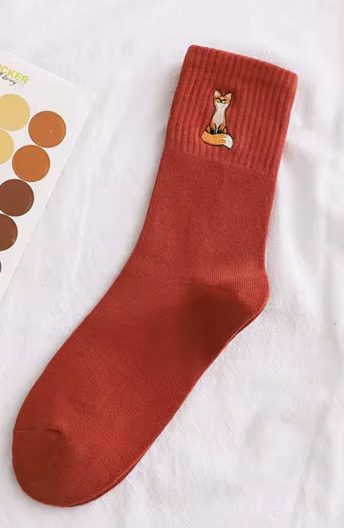 Chaussettes renard rouges unisexes confortables