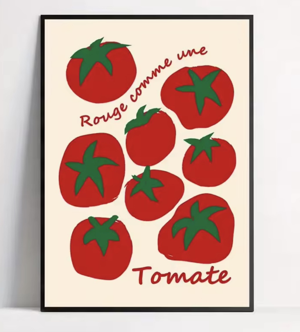Affiche tomate design rétro décoration murale cuisine tendance