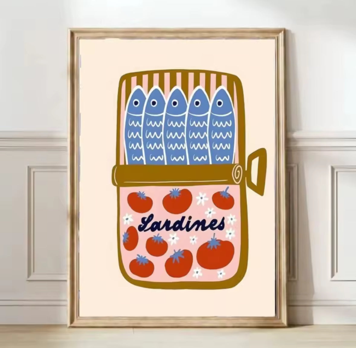 Affiche rétro Sardines, illustration inspirée des boîtes de conserve françaises