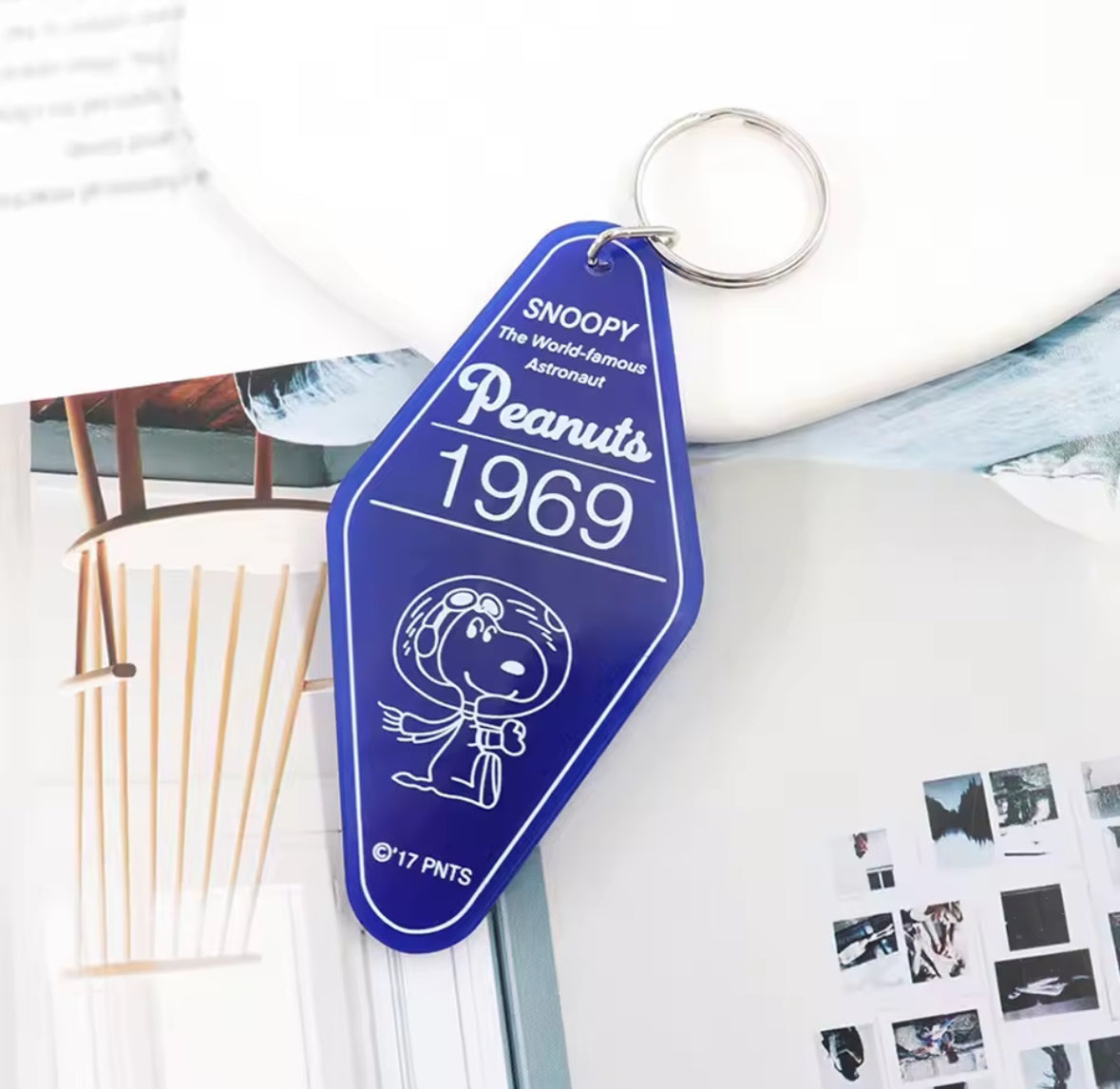 Porte-clés vintage Snoopy astronaute bleu – Peanuts 1969 édition spéciale