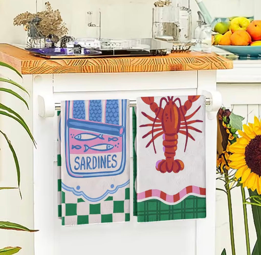 torchon homard cuisine décoration marine tendance