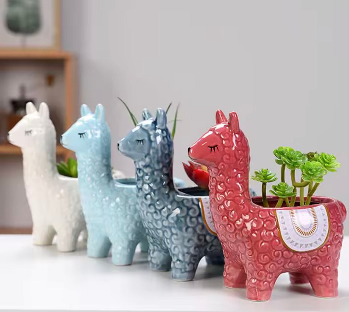 Pot alpaga en céramique design, cache-pot original pour décoration intérieure