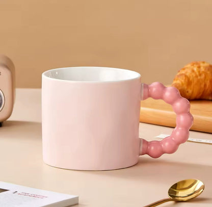 Mug Perle rose doux à poignée créative perles