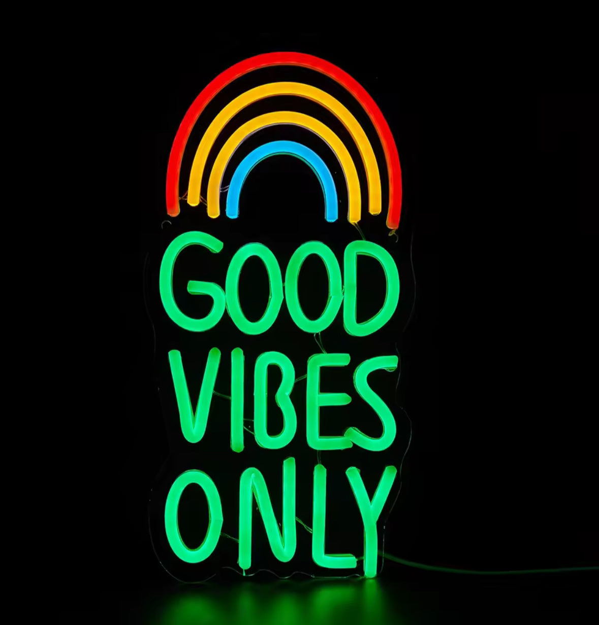 Décoration lumineuse néon LED Good Vibes Only pour fête et intérieur