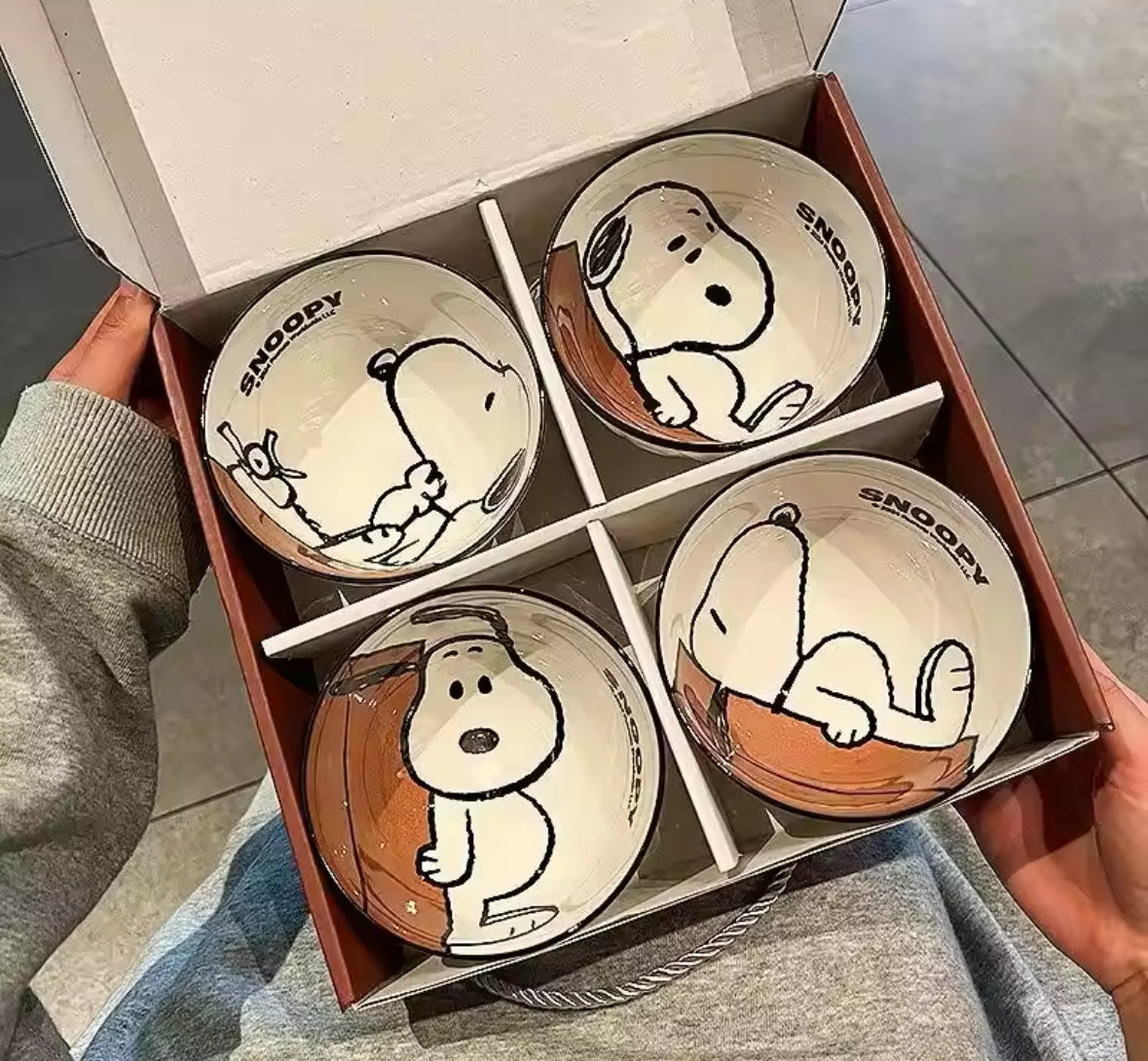 Coffret de 4 bols Snoopy en céramique – vaisselle design et tendance