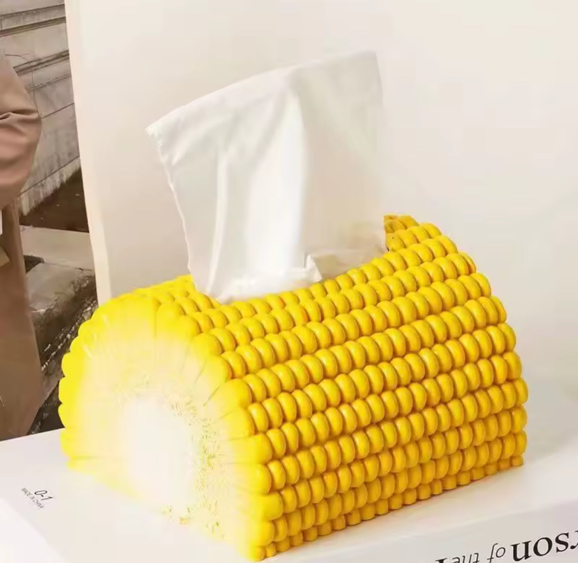 Boîte à mouchoirs insolite épi de maïs – Cadeau déco fun Maison Pamplune