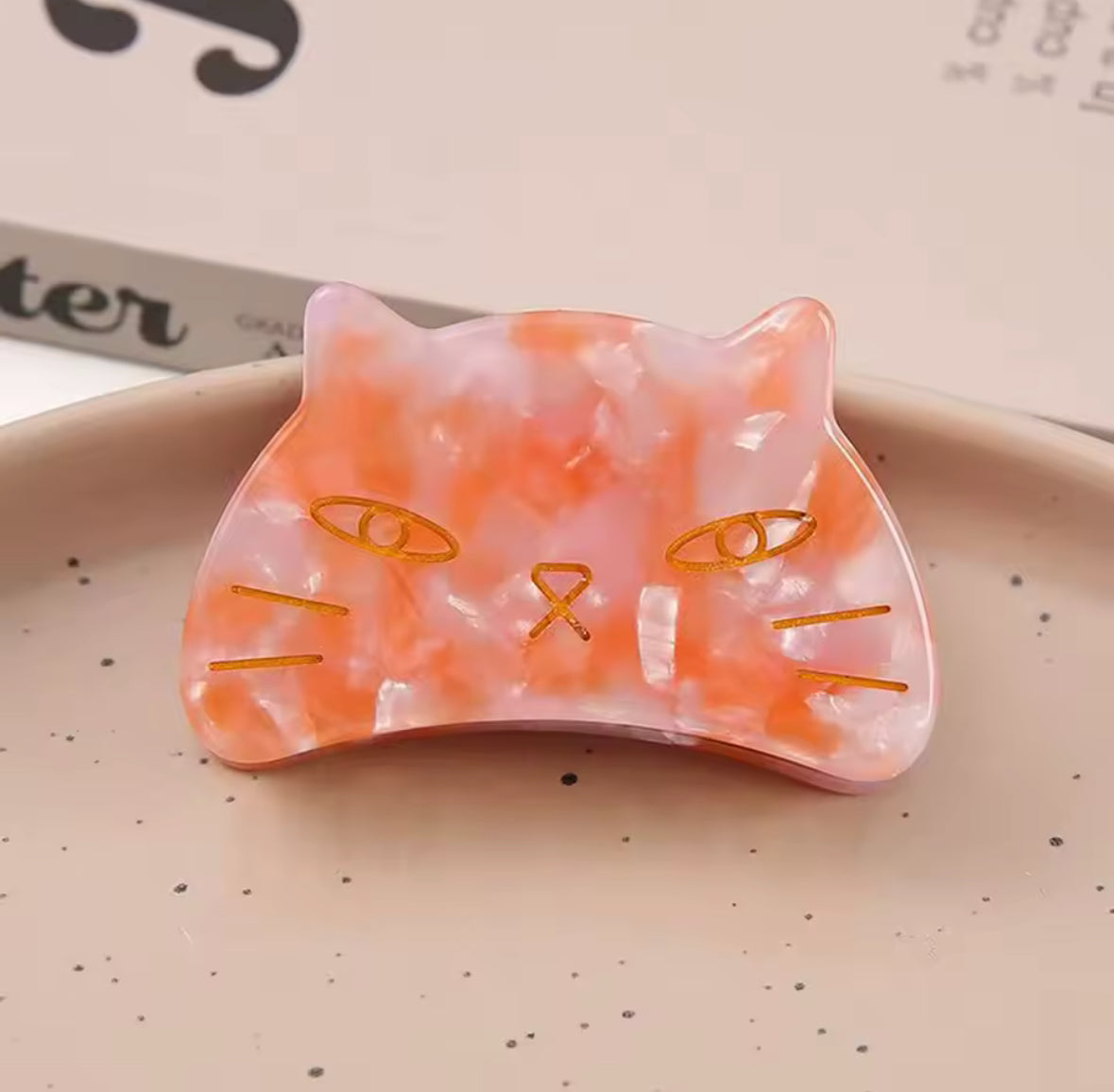 Pince à Cheveux Chat multicolore nacré fantaisie