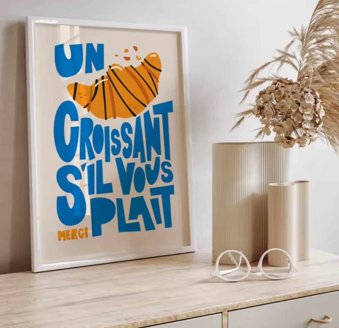 Affiche croissant poster déco tendance cuisine et salon