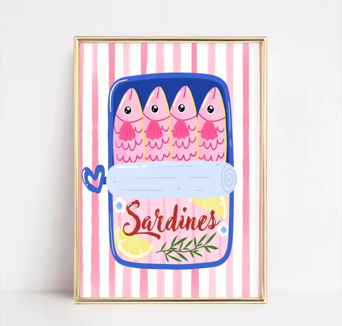 Affiche sardines minimaliste, parfaite pour un intérieur design ou une cuisine moderne