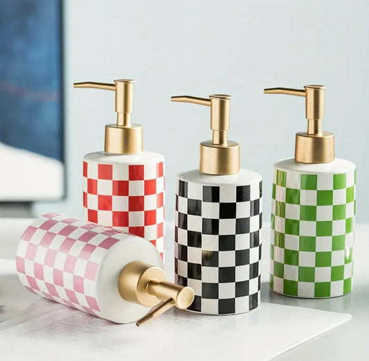 Distributeur de Savon Damier – Céramique Design