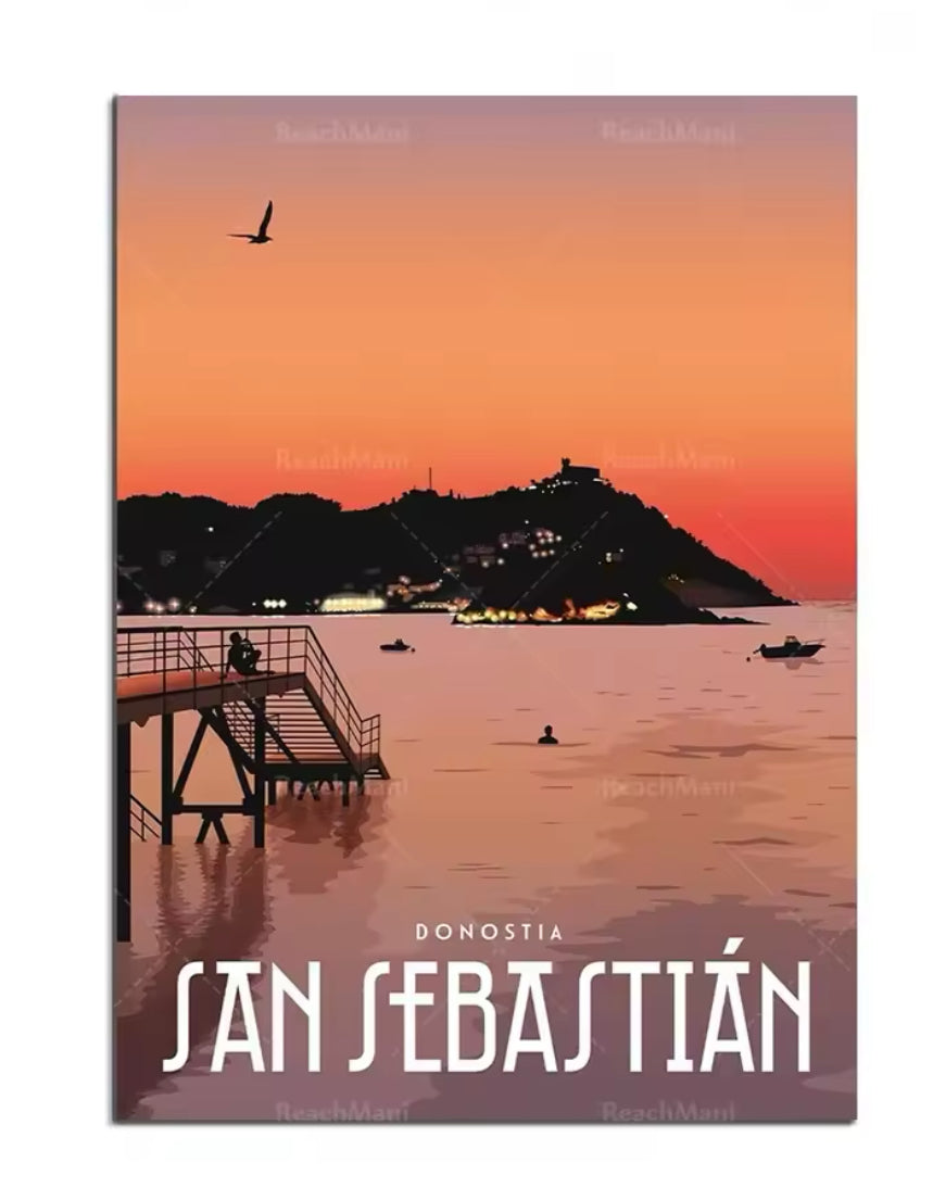 Affiche San Sebastian – Charme espagnol entre plages, gastronomie et architecture