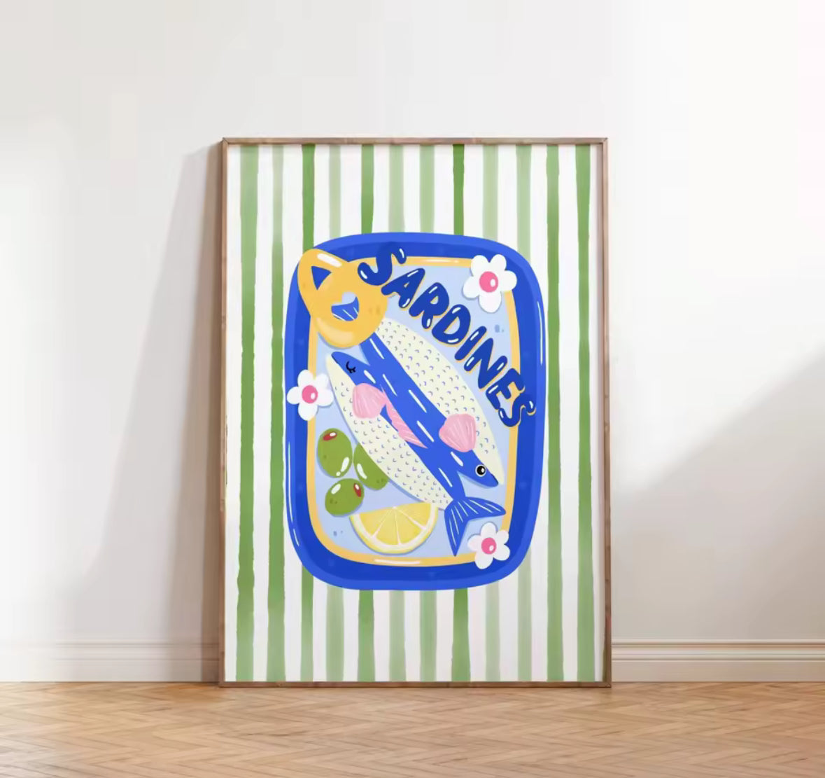 Affiche déco marine Sardines, parfaite pour restaurant, cuisine ou maison de vacances