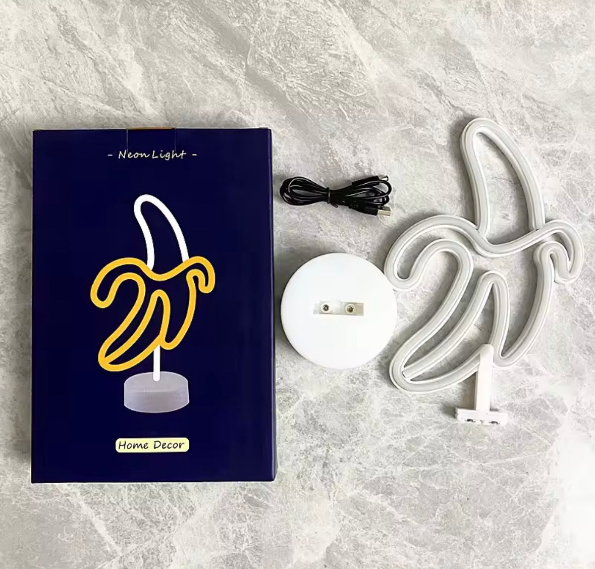 Lampe néon banane LED moderne, objet déco lumineux pour salon ou chambre