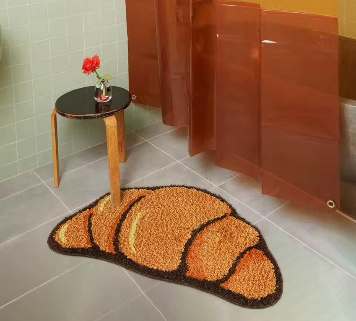 Tapis moelleux en forme de croissant, style cocooning et design unique pour la maison