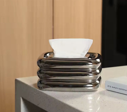 Boîte à mouchoirs chromée design effet miroir argenté – Maison Pamplune