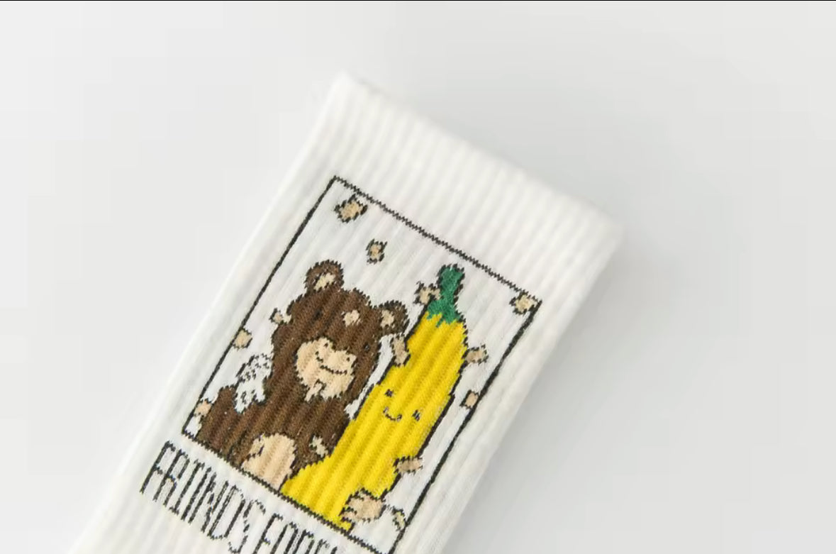 Chaussettes mignonnes ours et banane “Friends Forever”