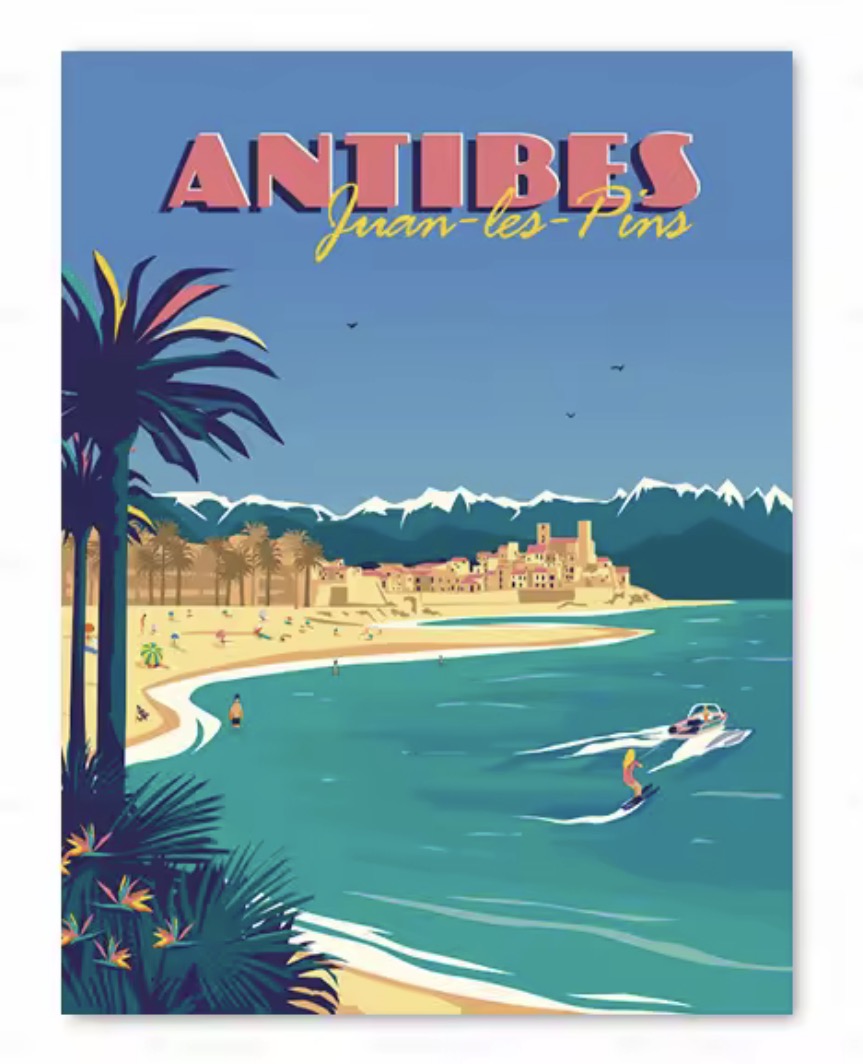 affiche antibes vintage poster deco mediterranee