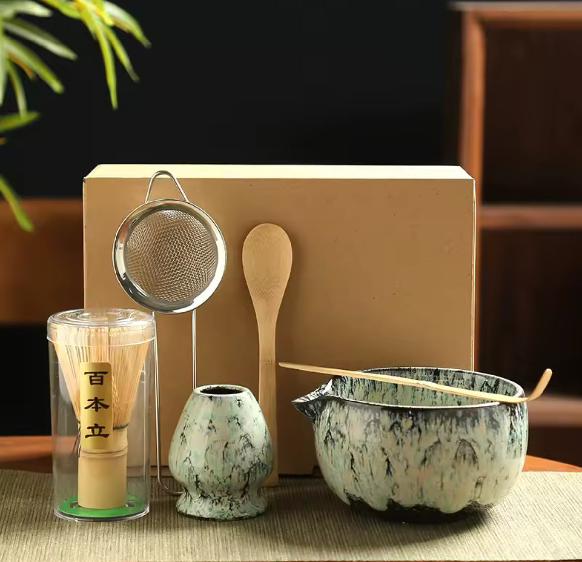Kit Matcha Traditionnel avec bol céramique, fouet bambou et accessoires japonais
