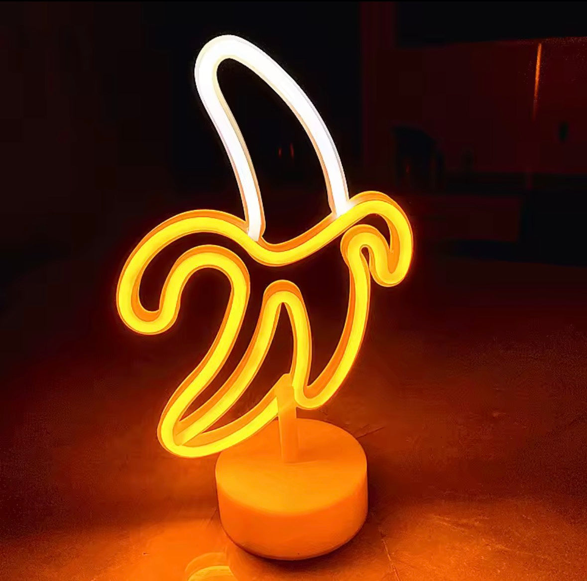 Lampe néon banane jaune en LED, décoration murale originale et tendance
