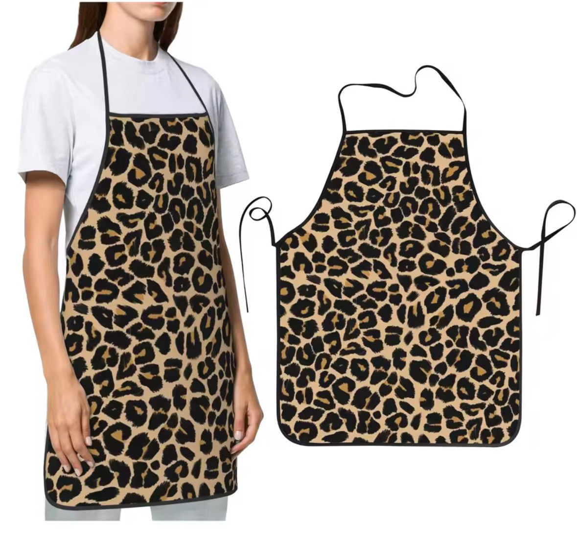Tablier cuisine léopard pour homme et femme, style moderne et pratique