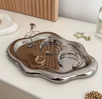 Vide-poche chromé design moderne en céramique – accessoire déco Maison Pamplune