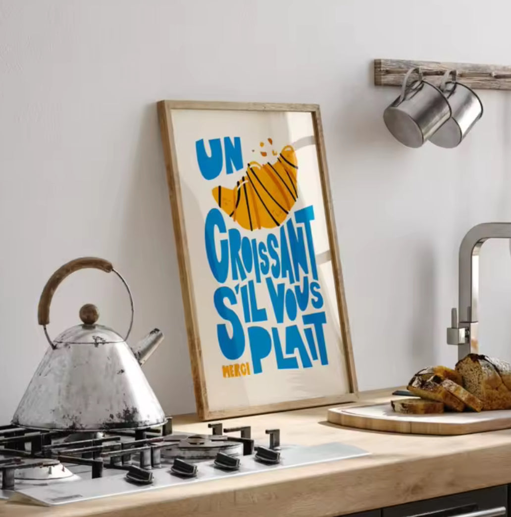 Affiche croissant décoration murale française cuisine gourmande