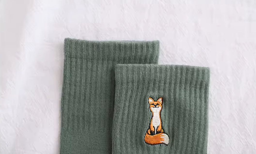 Chaussettes renard couleur moutarde automne